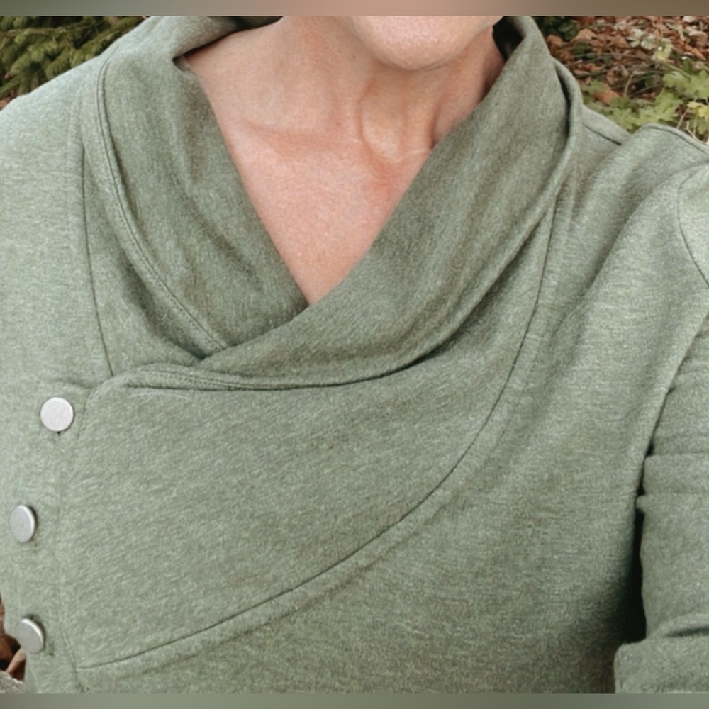 Sage Green Danskin Women's French Terry
Asymmetrical Yoga Wrap Jacket